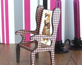 Doll House Furniture , Doll Armchair , Wingback Chair , Bjd Furniture , Victorian Toy Chair , Alice in wonderland decor , Hare Items , Chair