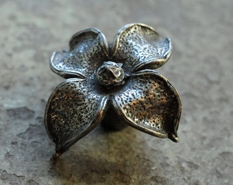 Vintage silver flower drawer pull hardware