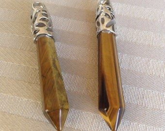 Tiger Eye Point Pendant, Tiger Eye Crystal, Tiger Eye Necklace, Chakra, Reike, Crystal Jewelry