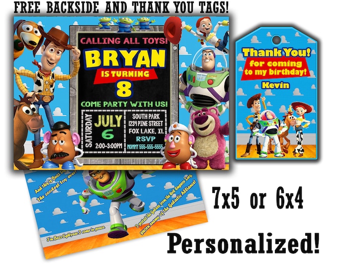 Toy Story invitation SALE Toy Story Invite FREE Thank You Tags, Free Backside, Toy story thank you tags Toy story party Toy story invites