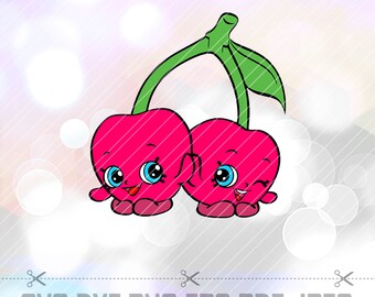 Shopkins SVG Cheeky Cherries DXF EPS Png Layered Cut Files Cricut Designs Silhouette Cameo Birthday Party Supply Decorations Vinyl Decal