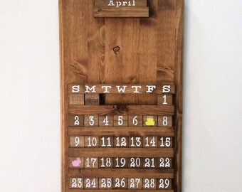 Blank Calendar, wooden perpetual calendar, wooden calendar, wall art,