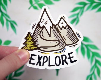 Mountains Hiking and Camping Sticker - Explore - Mountain Climbing - Notebook Stickers - Laptop Stickers Decals - Mtns Are Calling - S97
