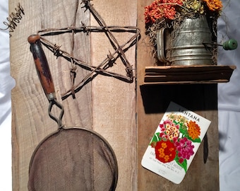 Vintage barn wood flower arrangement