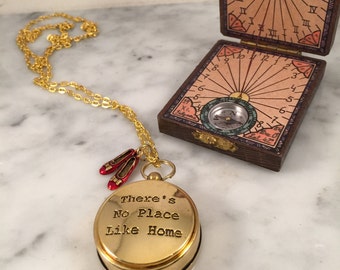 Wizard of Oz Necklace, Wizard of Oz Compass, There's no Place Like Home Necklace, Gift for her, Gift Under 30, Working Compass, Mother Gift