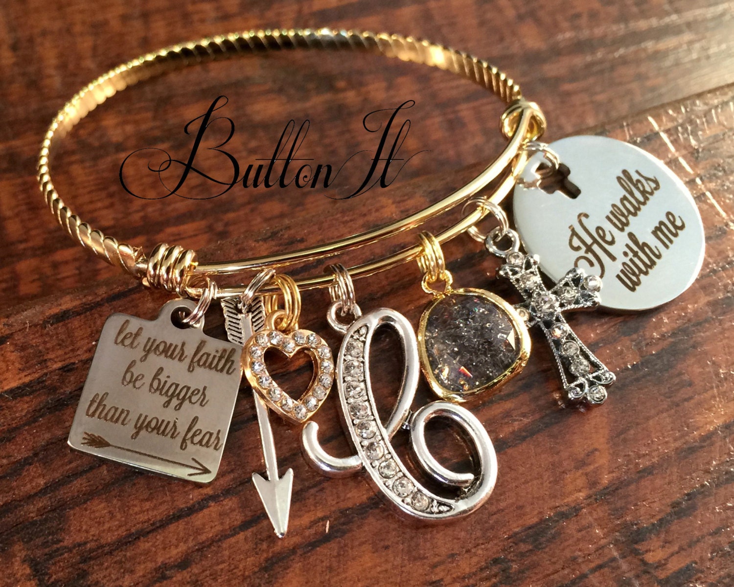 FAITH bracelet BAPTISM gift Christian jewelry Gold Bangle