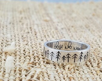 Inspirational Ring - Tree Ring - Inspirational Jewelry - Gift - Tree Jewelry - Silver Ring - Wedding Band - Forest Ring - Woodland