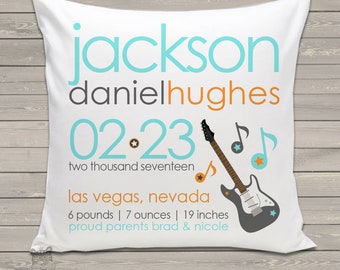 Birth announcement new baby gift rockstar theme throw pillow BP-050