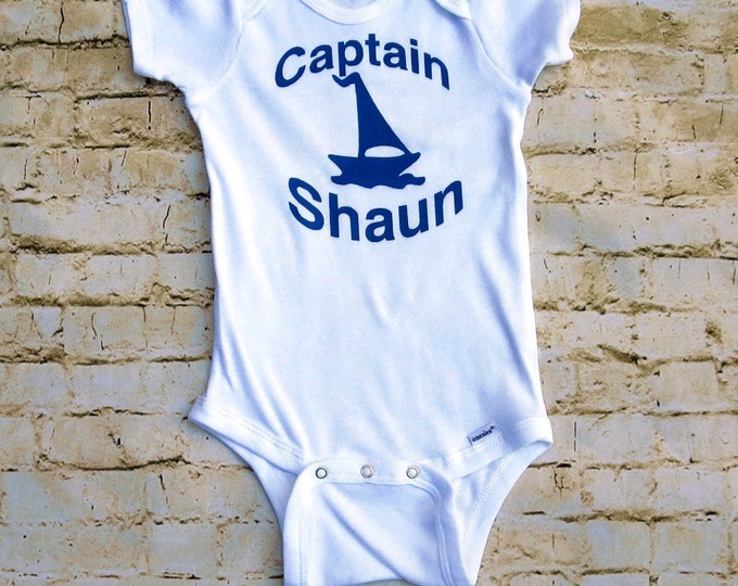 Baby Boy Gift - Nautical Baby Shower - Newborn Onesie - Personalized - Yacht - Sailing Boat - sizes Newborn to 24 mos