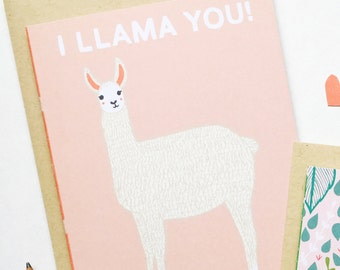 Llama Valentines Day Card, I Llama You, Llama V Day Card, Llama Vday, Llama Card, Alpaca Valentines,