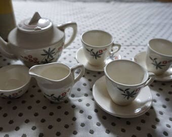 Vintage Children's Toy Tea Set with original packaging
