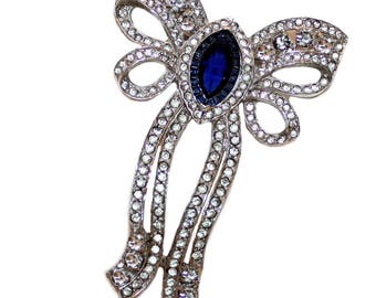 Large Vintage c.1940's Rhinestone Bow Brooch