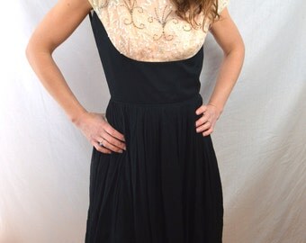 Vintage 1950s 50s Sequin Beaded Elinor Gay Original Chiffon Party Dress