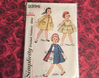 50's Vintage Simplicity Sewing Pattern Toddler Size 2