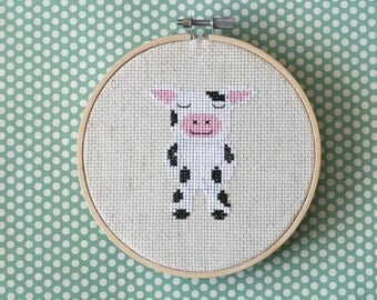 Cow cross stitch pattern - cute kawaii cow - cross stitch pdf pattern - animal cross stitch - farm cross stitch - INSTANT DOWNLOAD