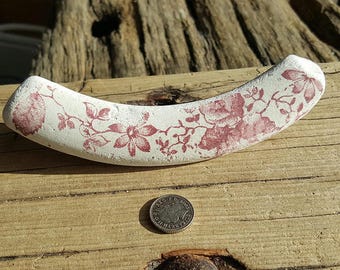 LARGE Unusual Pink Sea Pottery Shard | Rim | Beach Pottery Supplies (6502)