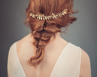Grecian headpiece - Bridal headpiece - Gold leaf headpiece - Boho headpiece - Gold leaf hair comb - Laurel leaf comb