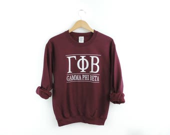 New Gamma Phi Beta Maroon Stripe Crewneck Sweatshirt // Size S-3XL // You Pick Color