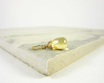 Sm - 14k Gold Pendant - November Birthstone Jewelry - Natural Citrine Jewelry - Yellow Citrine Pendant - Light Yellow Pendant - Gemstones