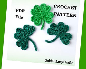 CROCHET PATTERN, Free, St Patrick’s Day Shamrock, Lucky Clover Appliqués, PDF File, Free pattern offering