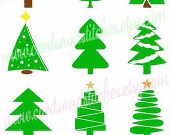 Christmas Trees SVG - Christmas SVG - Fancy Trees SVG - Digital Cut File - Silhouette Cut - Instant Download - Svg, Dxf, Jpg, Eps, Png