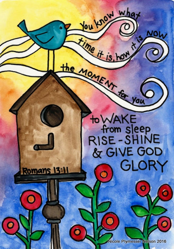 Rise Shine and Give God the Glory Illustrated Watercolor Print