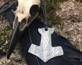 Silver Mjolnir Pendant - Thors Hammer Pendant - Viking Amulet - Viking Mens Jewelry