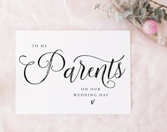Printable To My Parents Card, Instant download | wedding party card, bridal party card digital download, on my wedding day thank you card