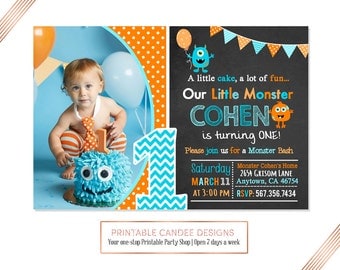 Monster Birthday Invitation, Monster Party Invitation, Little Monster Invite, Monster 1st Birthday Invitation, Monster Bash, Printable