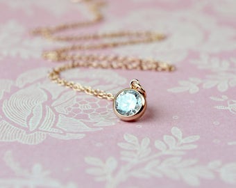 Dainty Rose Gold Necklace, Rose Gold Pendant, Solitaire, Wife Gift, Best Selling Items, Rose Gold Jewelry, Rose Gold Cubic Zirconia Necklace