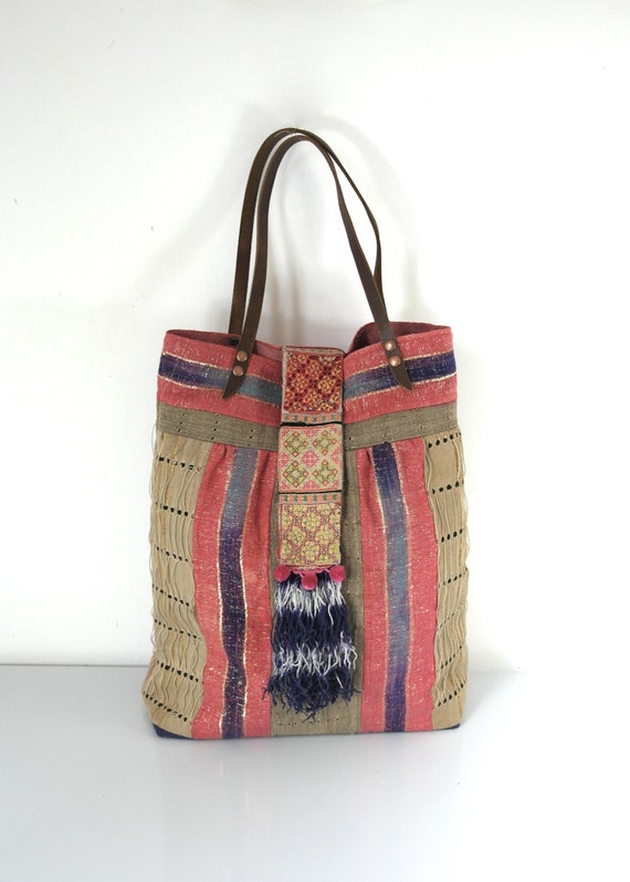 vintage aso oke bag large african tote african by fairlyworn