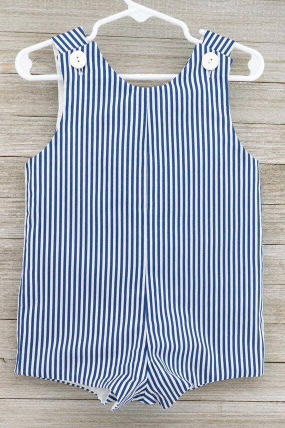 Custom made Denim Blue Stripe Romper. Perfect for Beach Photos, Easter Sunday or as an everyday outfit this Spring/Summer!