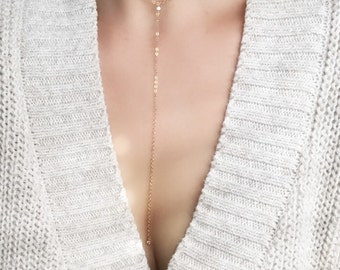 Kalino necklace - gold necklace, gold choker necklace, gold Y necklace, gold lariat necklace, delicate gold necklace, thin choker necklace