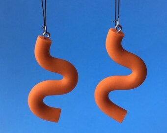 Orange Squiggle Earrings