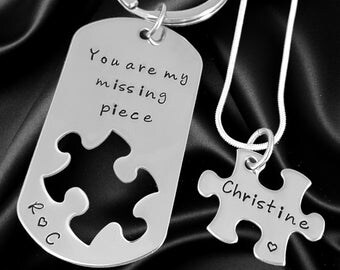 Long distance relationship gift - Him and Her, Couples Jewelry - You are my missing piece - Jewelry - Puzzle piece Necklace