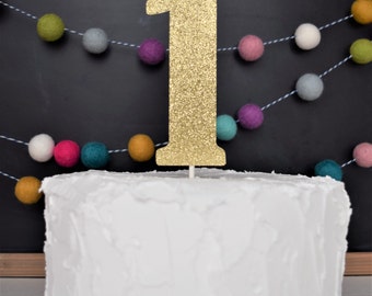 1st Birthday Cake Topper...Number Cake Topper...One Cake Topper...Cake Smash Photo Prop...Gold Glitter One Cake Topper...Cake Toppers