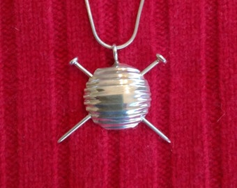 Sterling Silver Yarn Ball Pendant for your favorite knitter
