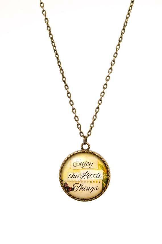 FREE SHIPPING - **NEW** Enjoy The Little Things 30mm Bronze Lace Necklace - Unique - Vintage - Gorgeous Gift - Love