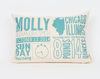 Personalized Birth Announcement Pillow, New Mom Gift, Baby Gift, Home & Living, Nursery Decor, Gift for Mom, Baby Girl, Baby Boy