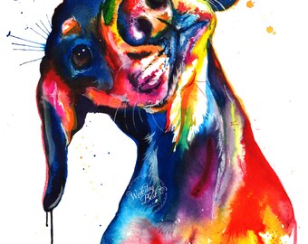 Colorful Dachshund/Wienerdog Watercolor Print - Art Print of my Original Painting