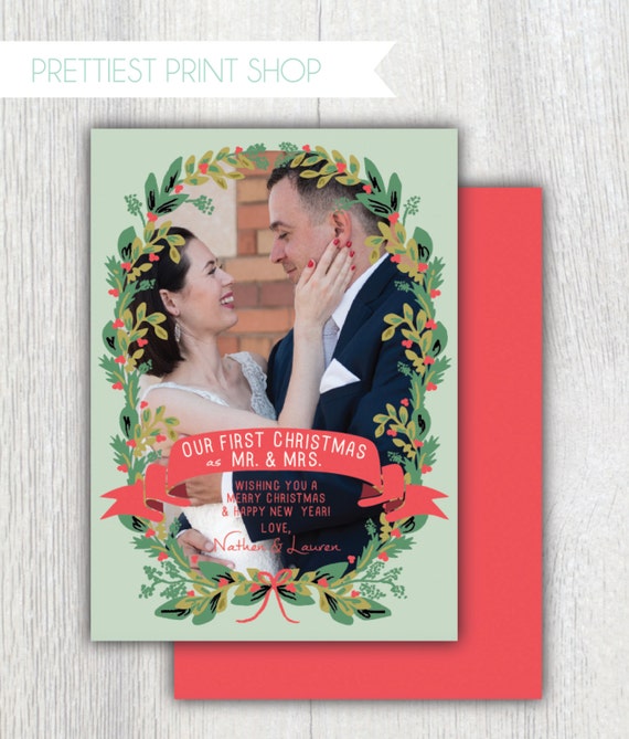 printable christmas card first married christmas as mr and mrs