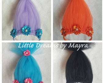 Trolls inspired headband, Poppy Trolls birthday party inspired outfit, Poppy trolls party favors inspired