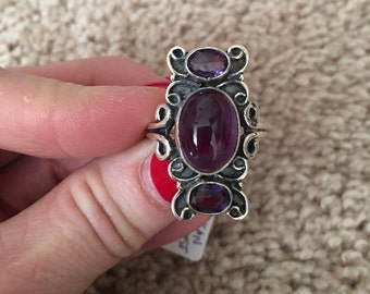 African Amethyst 925 Sterling Silver Ring Size 9