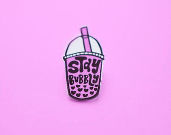 Stay Bubbly Enamel Pin, Bubble Tea, Pin Flaire, Pin Game, Pin Collector, Lapel Pin, Kawaii Pin, Aesthetic, Brooch