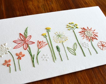 Wild Flowers hand embroidery pattern, modern embroidery, PDF pattern, digital download