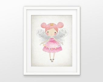 Fairy Print Set of 3 Nursery Wall Art Playroom Decor