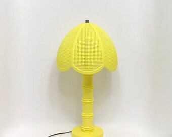 Vintage Yellow Plastic Lamp 1970s Lighting with Lampshade