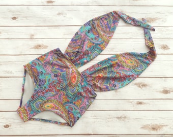 Retro Paisley One-Piece Bathing Suit