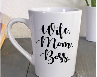 WIFE MOM BOSS Travel Mug Boss Mug Mom mug Boss Work At