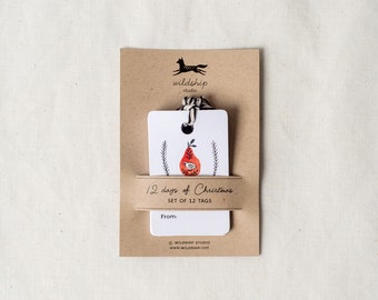 Set of 12 Gift Tags - 12 Days of Christmas